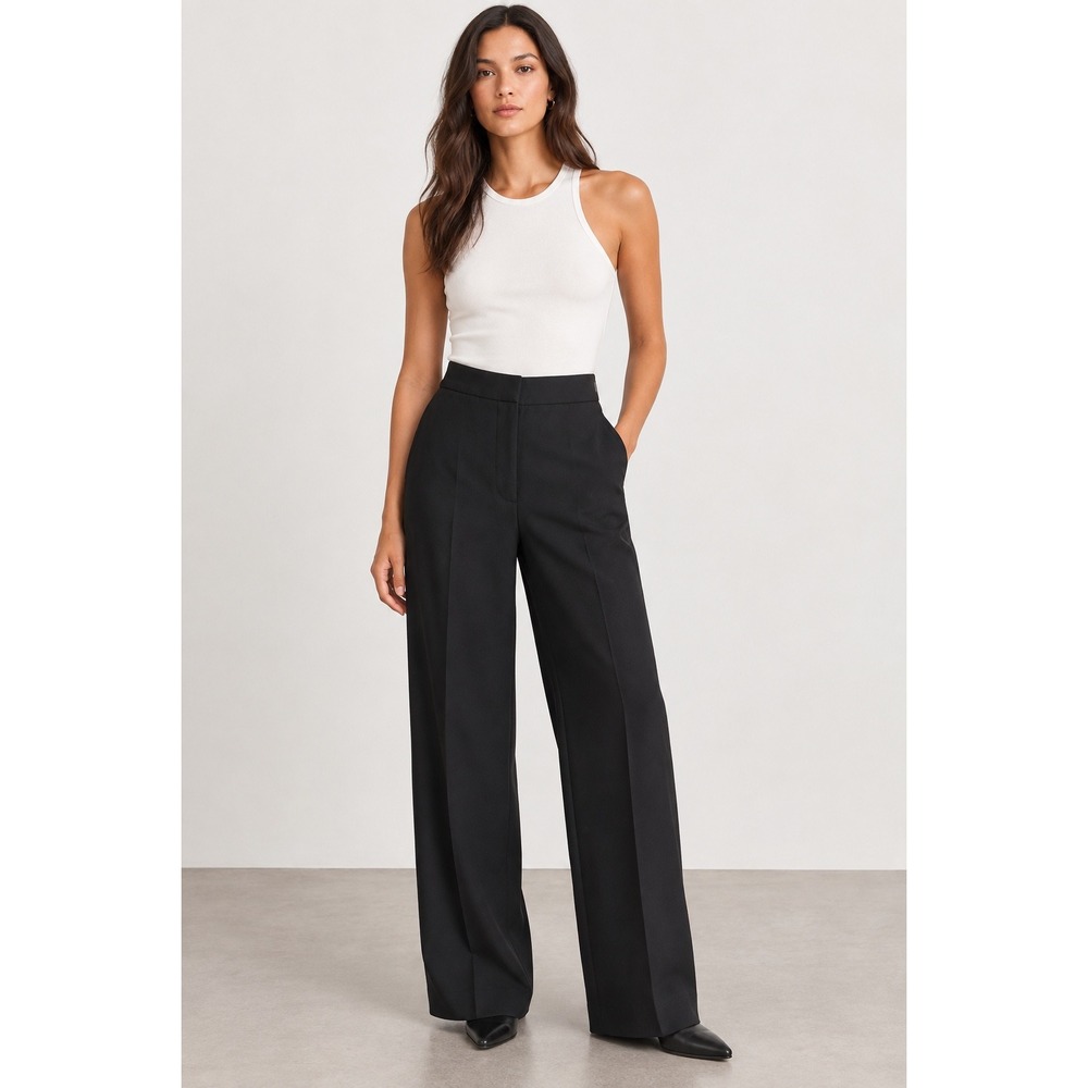 Aritzia Wilfred Alanya Pant Black High Waisted Straight Leg Trousers 00 105518